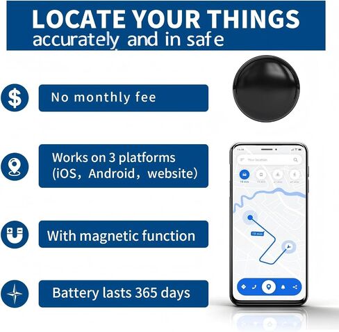 GPS Tracker for Vehicles, Car Tracker for Vehicles, No Monthly Fee Subscription - Mini GPS Tracker Locator with Magnetic Suction, Location Tracker for Car, Pets, No Sim Card Required ﻿ (Black) in Saudi Arabia