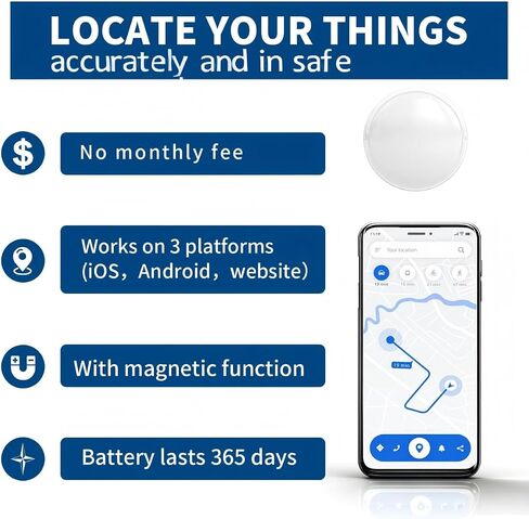 GPS Tracker for Vehicles, Car Tracker for Vehicles, No Monthly Fee Subscription - Mini GPS Tracker Locator with Magnetic Suction, Location Tracker for Car, Pets, No Sim Card Required ﻿ (Black) in Saudi Arabia