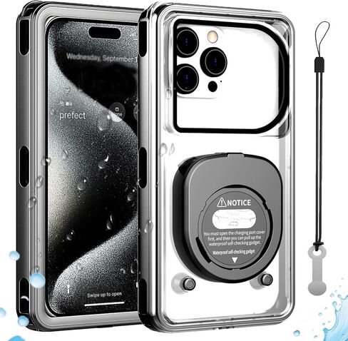 IPX8 Waterproof Phone Case for Snorkeling, Diving, Swimming & Underwater Photography - Universal Shockproof iPhone 16/15/14/13/12 Pro Max Case with Lanyard, Full Body Protection & Secure Seal (Blue) in Saudi Arabia