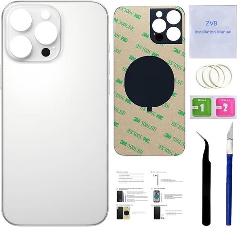 بديل الزجاج الخلفي 16 Pro Max لهاتف iPhone 16 Pro Max الزجاجي للغطاء الخلفي (6.9 بوصة) مع شريط مثبت مسبقًا + تعليمات التثبيت + أدوات إصلاح (تيتانيوم أسود مع كابل مرن) in Kuwait