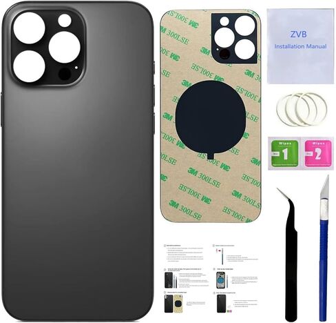 بديل الزجاج الخلفي 16 Pro Max لهاتف iPhone 16 Pro Max الزجاجي للغطاء الخلفي (6.9 بوصة) مع شريط مثبت مسبقًا + تعليمات التثبيت + أدوات إصلاح (تيتانيوم أسود مع كابل مرن) in Kuwait