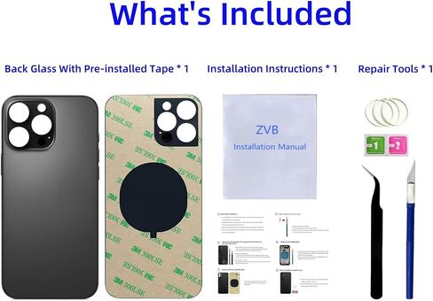 بديل الزجاج الخلفي 16 Pro Max لهاتف iPhone 16 Pro Max الزجاجي للغطاء الخلفي (6.9 بوصة) مع شريط مثبت مسبقًا + تعليمات التثبيت + أدوات إصلاح (تيتانيوم أسود مع كابل مرن) in Kuwait