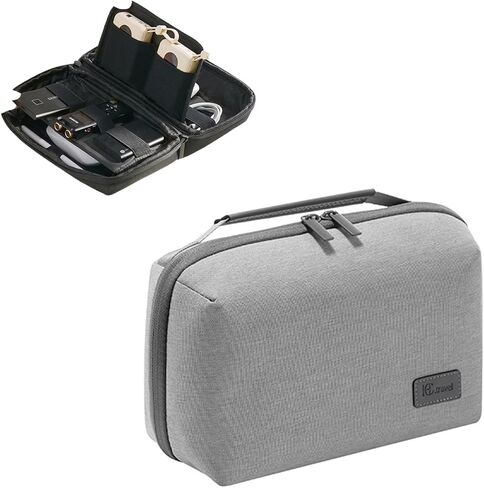 Toplive RPET Travel Cord Organizer Bag, Large Electronic Organizer Travel Case, Double Layer Travel Cable Organizer Pouch for Cable Charger Power Bank Phone SD Cards Tech Accessories, Grey in Saudi Arabia