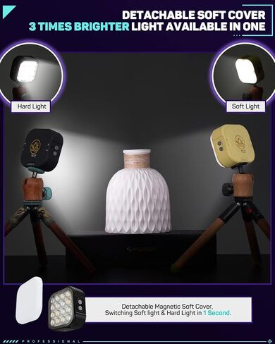 IFOOTAGE On Camera Video Light, Portable RGBW Smart Camera Light, Smart APP Control/18 Lighting Effects/Rechargeble/Magnetic Attraction, Photography Camera Light for Youtube/TikTok/Vlog, C4 Mint Green in Saudi Arabia