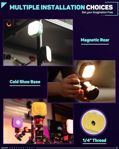 IFOOTAGE On Camera Video Light, Portable RGBW Smart Camera Light, Smart APP Control/18 Lighting Effects/Rechargeble/Magnetic Attraction, Photography Camera Light for Youtube/TikTok/Vlog, C4 Mint Green in Saudi Arabia