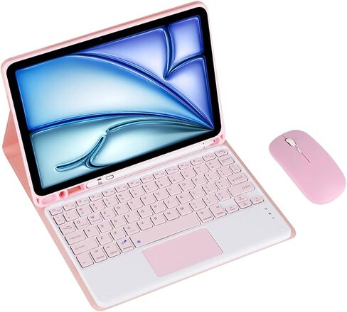 Keyboard Case for Samsung Galaxy Tab A9+/Plus 11" SM-X210/X216B/X218 Tablet Detachable Keyboard, Fully Wrapped Leather Case with Built-in Pen Holder (Pink,Touch Pad and Mouse) in Saudi Arabia