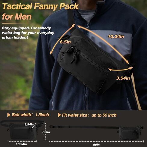 حزمة فاني التكتيكية للرجال النساء مع مقصورة الحمل المخفية ، حقيبة خصر EDC مع حزام قابل للتعديل وجيوب سحاب ، خفيفة الوزن وضغوط in Kuwait
