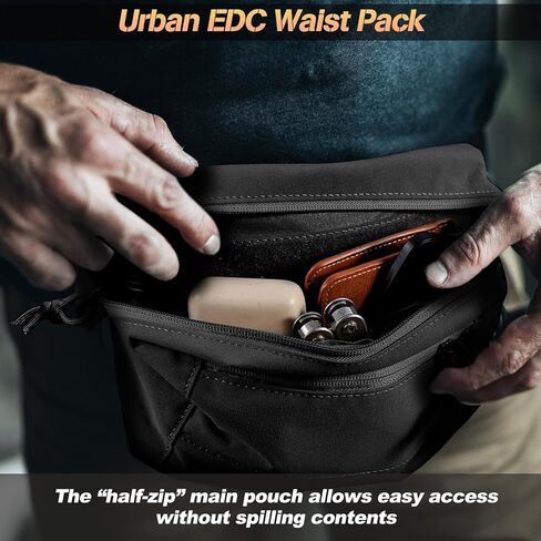 حزمة فاني التكتيكية للرجال النساء مع مقصورة الحمل المخفية ، حقيبة خصر EDC مع حزام قابل للتعديل وجيوب سحاب ، خفيفة الوزن وضغوط in Kuwait