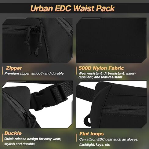 حزمة فاني التكتيكية للرجال النساء مع مقصورة الحمل المخفية ، حقيبة خصر EDC مع حزام قابل للتعديل وجيوب سحاب ، خفيفة الوزن وضغوط in Kuwait