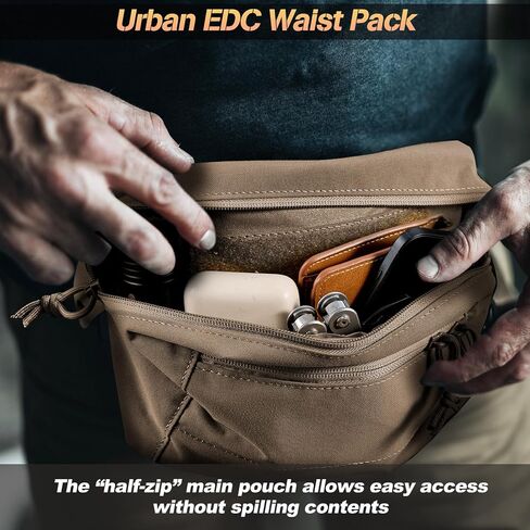 حزمة فاني التكتيكية للرجال النساء مع مقصورة الحمل المخفية ، حقيبة خصر EDC مع حزام قابل للتعديل وجيوب سحاب ، خفيفة الوزن وضغوط in Kuwait