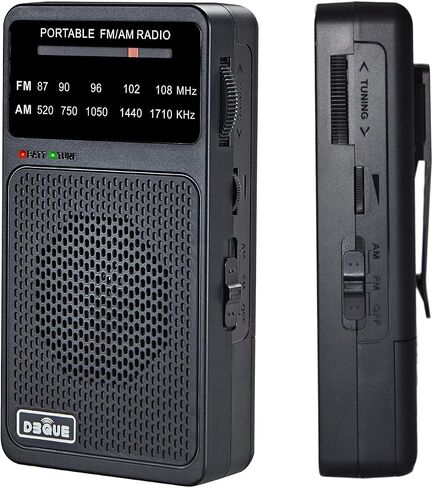 Portable FM AM Radio, Battery Operated Radio with Tuning Light, Back Clip, Excellent Reception, AM FM Radios Portable, Transistor Radios (Black) in Saudi Arabia