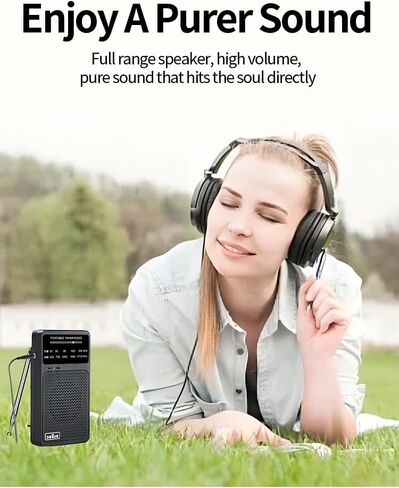 Portable FM AM Radio, Battery Operated Radio with Tuning Light, Back Clip, Excellent Reception, AM FM Radios Portable, Transistor Radios (Black) in Saudi Arabia