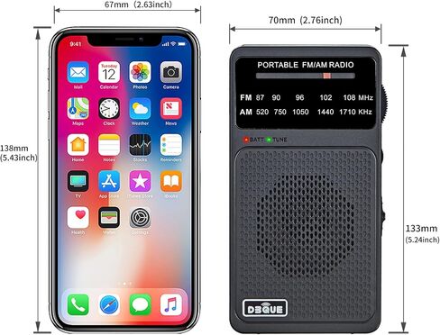Portable FM AM Radio, Battery Operated Radio with Tuning Light, Back Clip, Excellent Reception, AM FM Radios Portable, Transistor Radios (Black) in Saudi Arabia