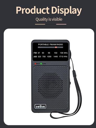 Portable FM AM Radio, Battery Operated Radio with Tuning Light, Back Clip, Excellent Reception, AM FM Radios Portable, Transistor Radios (Black) in Saudi Arabia