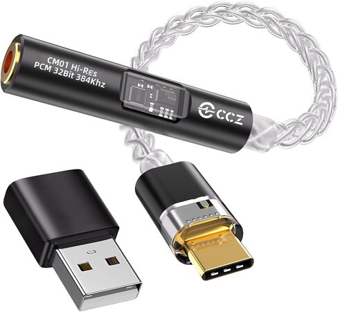Kinboofi USB C إلى محول الصوت 3.5 ملم مع رقاقة مزدوجة Hi-Res 32bit/384 كيلو هرتز DAC & 24bit/96khz كابل Dongle Cable ، USB C إلى Aux Dongle Hifi Headphone Cable لمزيد من أجهزة C من النوع C (أسود ، USBC) in Kuwait