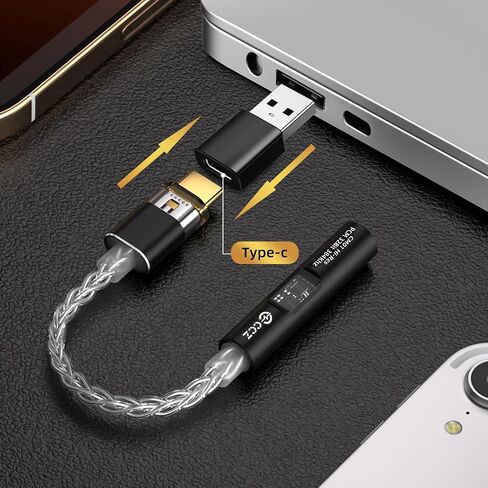 Kinboofi USB C إلى محول الصوت 3.5 ملم مع رقاقة مزدوجة Hi-Res 32bit/384 كيلو هرتز DAC & 24bit/96khz كابل Dongle Cable ، USB C إلى Aux Dongle Hifi Headphone Cable لمزيد من أجهزة C من النوع C (أسود ، USBC) in Kuwait