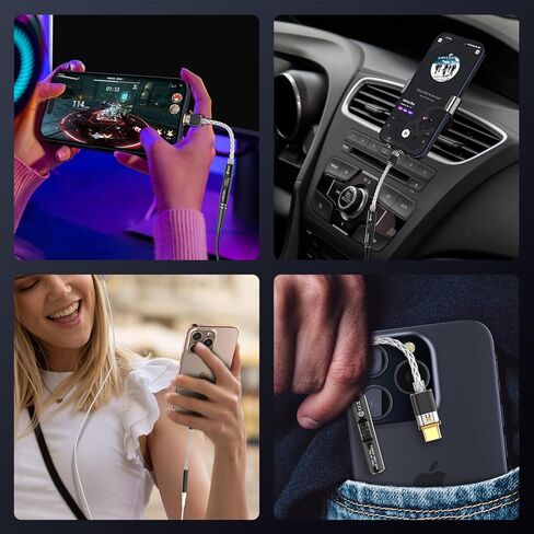 Kinboofi USB C إلى محول الصوت 3.5 ملم مع رقاقة مزدوجة Hi-Res 32bit/384 كيلو هرتز DAC & 24bit/96khz كابل Dongle Cable ، USB C إلى Aux Dongle Hifi Headphone Cable لمزيد من أجهزة C من النوع C (أسود ، USBC) in Kuwait