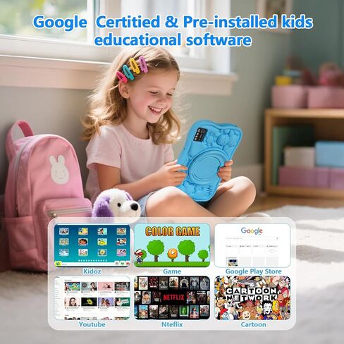 Kids Tablet 7 inch Android Tablet for Kids, 8GB RAM 64GB ROM 128GB Expand, Bluetooth, WiFi,with Shockproof Case-Pink in Saudi Arabia