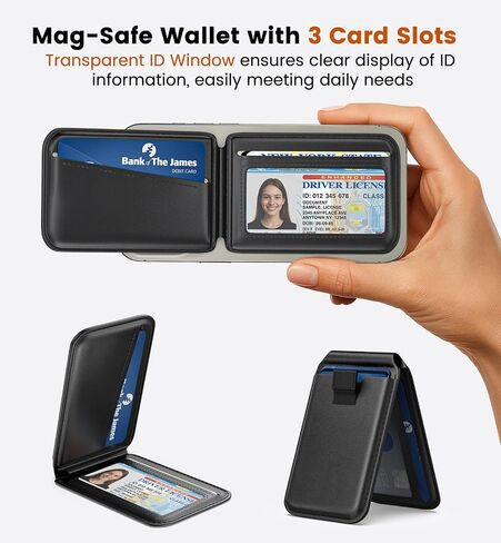 محفظة Mag-Safe التي تمت ترقيتها مع حامل البطاقة المغناطيسية الخفيفة الوزن الخفيفة الوزن ، محفظة هاتف قابلة للتعديل مغناطيسي لسلسلة iPhone 12-16 ليس لـ iPhone 13/12 Mini (أسود) in Saudi Arabia