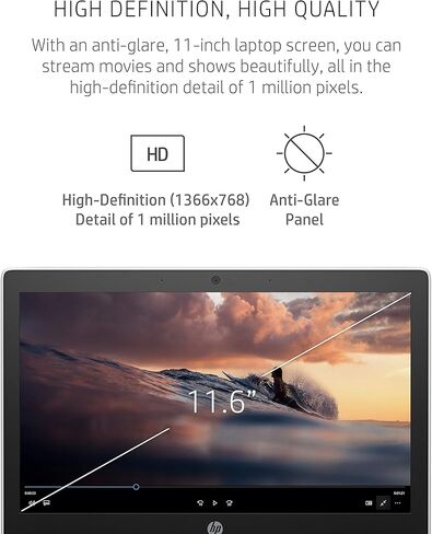 HP Chromebook 11-inch Laptop - Up to 15 Hour Battery Life - MediaTek - MT8183 - 4 GB RAM - 32 GB eMMC Storage - 11.6-inch HD Display - with Chrome OS™ - (11a-na0021nr, 2020 model, Snow White) in Kuwait