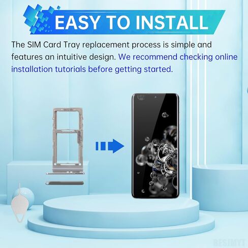 Sim Card Tray Replacement for Samsung Galaxy S20 Ultra 5G (Single SIM Version) Cosmic Grey Card Tray Slot Holder Bracket Adapter with Needle Ejector for S20 Ultra 5G SM-G988U SM-G988U1 in Saudi Arabia