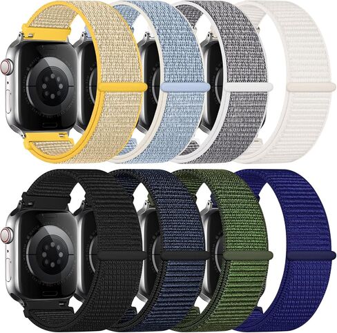 8 Pack Nylon Sport Loop Band Compatible with Apple Watch Band 38mm 40mm 41mm 42mm 44mm 45mm 46mm 49mm - Soft Breathable Replacement Straps for iWatch Series 11 10 9 8 7 6 5 4 3 2 1 SE Ultra Women Men in Kuwait