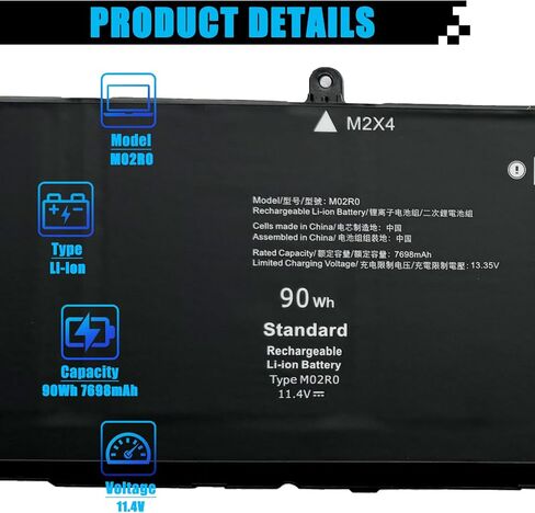 M02R0 استبدال بطارية الكمبيوتر المحمول لـ Dell Alienware X16 R1 Alienware X16 R2 سلسلة Notebook MO2R0 HP26N 0HP26N 0MRWR6 11.55V 90WH 7792MAH in Saudi Arabia