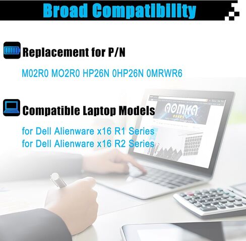 M02R0 استبدال بطارية الكمبيوتر المحمول لـ Dell Alienware X16 R1 Alienware X16 R2 سلسلة Notebook MO2R0 HP26N 0HP26N 0MRWR6 11.55V 90WH 7792MAH in Saudi Arabia