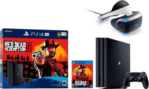 أحدث Sony PlayStation 4 Pro 1TB Console Red Dead Redemption 2 Bundle W /PlayStation VR Core Headset (متجددة) in Saudi Arabia
