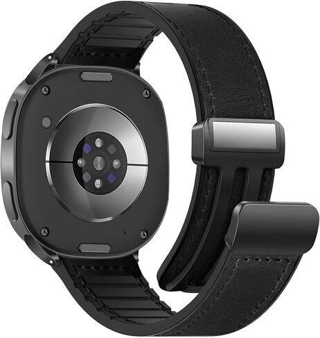 ساعة جلدية أصلية 8 فرقة متوافقة مع Samsung Galaxy Watch 8 40mm 44mm/ 8 الكلاسيكية 46 ملم ، مشبك مغناطيسي سليكون القاع. in Kuwait