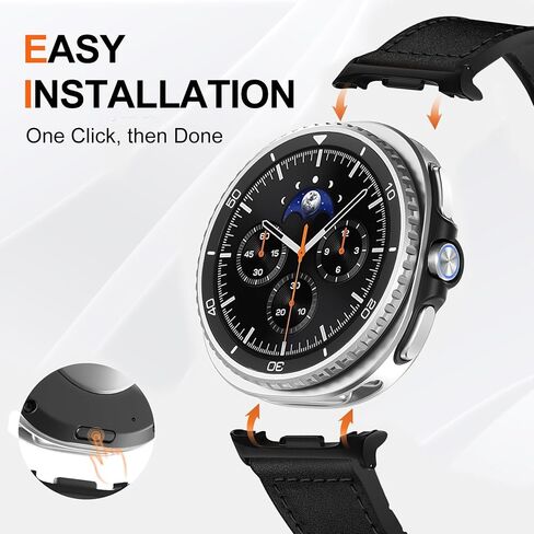ساعة جلدية أصلية 8 فرقة متوافقة مع Samsung Galaxy Watch 8 40mm 44mm/ 8 الكلاسيكية 46 ملم ، مشبك مغناطيسي سليكون القاع. in Kuwait