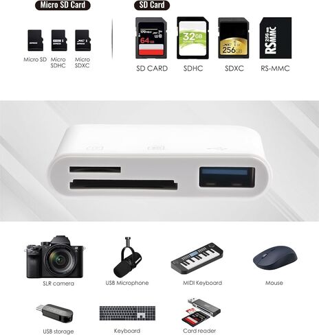 يدعم محول بطاقة USBC لبطاقة الذاكرة 3-in-1 Plug & Play- Gardiva USB C SD محرك SD/TF/USB ، متوافق مع سلسلة iPhone 15/16 ، iPad ، MacBook ، Android Advices in Saudi Arabia