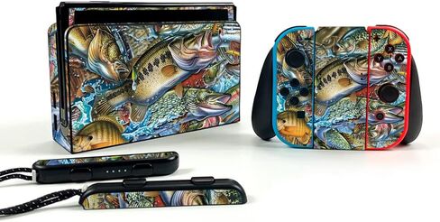 MightySkins Skin Compatible with Nintendo Switch OLED - Action Fish Puzzle | Protective, Durable, and Unique Vinyl Decal wrap Cover | Easy to Apply and Change Styles | Made in The USA in Saudi Arabia