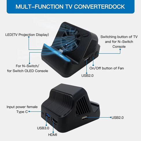 New for Nintendo Switch Docking Station Stand Charging Dock 4K TV HDMI Adapter in Kuwait