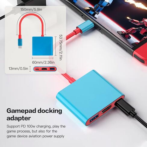 yyu 2025 إصدار جديد HDMI TV Dock 1080p 60Hz لـ Nintendo Switch TV Dock لـ Nintendo Switch/for Switch OLED/for Steam Deck (لا يدعم Switch Lite) in Kuwait