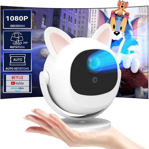 جهاز عرض صغير مع WiFi و Bluetooth ، جهاز عرض ذكي محمول مع دوران 180 درجة ، عرض فيلم صغير 4K 1080p HD ، متوافق مع TV TV HDMI USB ، تصحيح Keystone Auto Keystone in Kuwait