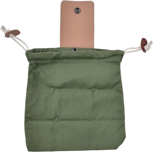 Foraging Pouch, PU Leather Canvas Mushroom Foraging Bag with Belt Loop, Metal Clasps, Collapsible Design, for Hiking Camping in Saudi Arabia