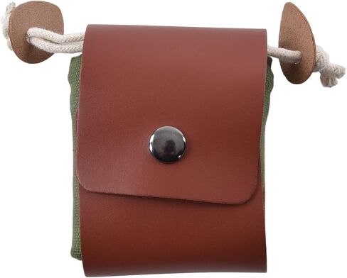 Foraging Pouch, PU Leather Canvas Mushroom Foraging Bag with Belt Loop, Metal Clasps, Collapsible Design, for Hiking Camping in Saudi Arabia
