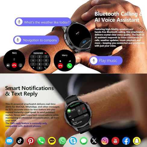 Smart Watch for Men Built-in GPS with Map, 1.46" AI Smartwatch with Health Monitor for Android Phones/iPhone, 100+ Sport Modes Fitness Tracker with Compass/Altitude/Barometer, Text Reply(2 Bands) in Saudi Arabia
