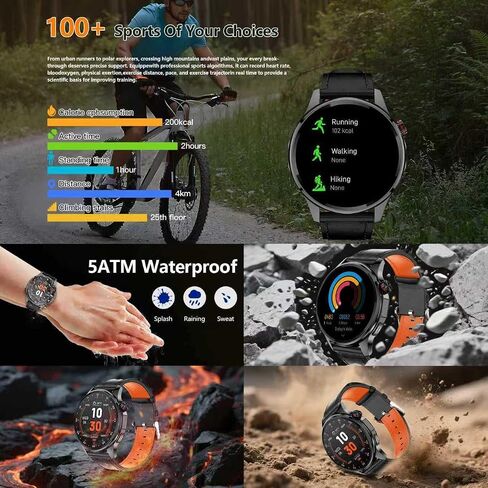 Smart Watch for Men Built-in GPS with Map, 1.46" AI Smartwatch with Health Monitor for Android Phones/iPhone, 100+ Sport Modes Fitness Tracker with Compass/Altitude/Barometer, Text Reply(2 Bands) in Saudi Arabia