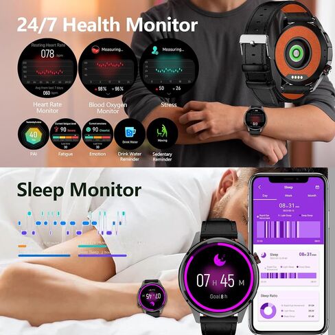 Smart Watch for Men Built-in GPS with Map, 1.46" AI Smartwatch with Health Monitor for Android Phones/iPhone, 100+ Sport Modes Fitness Tracker with Compass/Altitude/Barometer, Text Reply(2 Bands) in Saudi Arabia