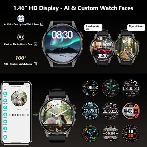 Smart Watch for Men Built-in GPS with Map, 1.46" AI Smartwatch with Health Monitor for Android Phones/iPhone, 100+ Sport Modes Fitness Tracker with Compass/Altitude/Barometer, Text Reply(2 Bands) in Saudi Arabia