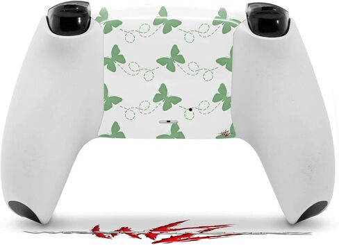 WraptorSkinz Skin Wrap compatible with Sony PS5 DualSense Controller Pastel Butterflies Green on White (CONTROLLER NOT INCLUDED) in Saudi Arabia
