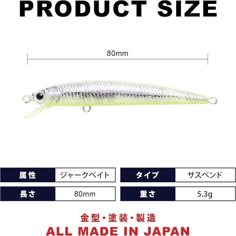 Lucky Craft Japan Flash Minnow 80sp ~ JDM Jerkbait جنبًا إلى جنب in Kuwait