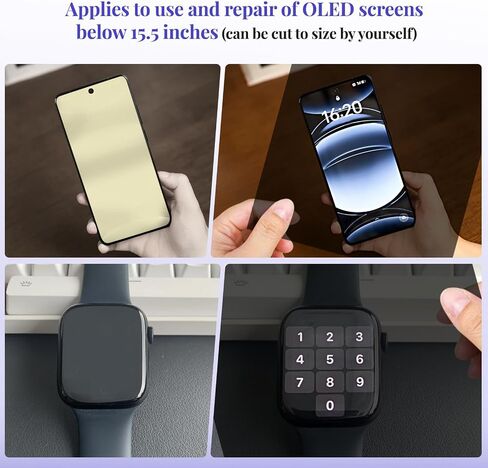 شاشة شاشة عرض OLED ، سمك 0.1 مم 2 حزمة لاصق OLED الاستقطاب ، 7.7 × 12.4 بوصة ، مناسبة لإصلاح واستبدال شاشات OLED أقل من 15.5 في in Kuwait