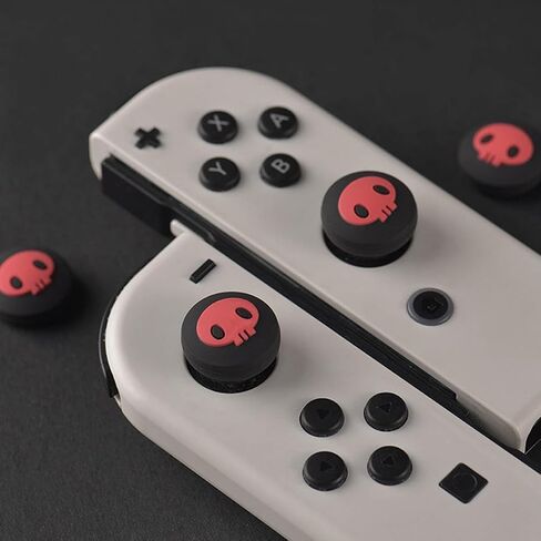 أغطية قبضة الإبهام لـ Nintendo Switch/OLED/Switch Lite ، 4 PCS Switch Switch Grip for Nintendo Switch Covers Cover Ghost Joven Joystick Caps - Black & Red in Saudi Arabia
