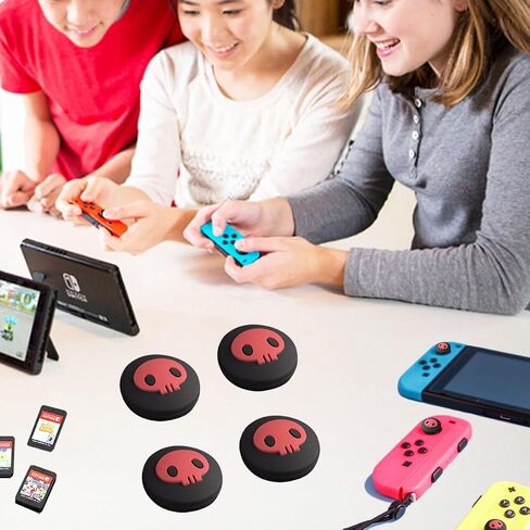 أغطية قبضة الإبهام لـ Nintendo Switch/OLED/Switch Lite ، 4 PCS Switch Switch Grip for Nintendo Switch Covers Cover Ghost Joven Joystick Caps - Black & Red in Saudi Arabia