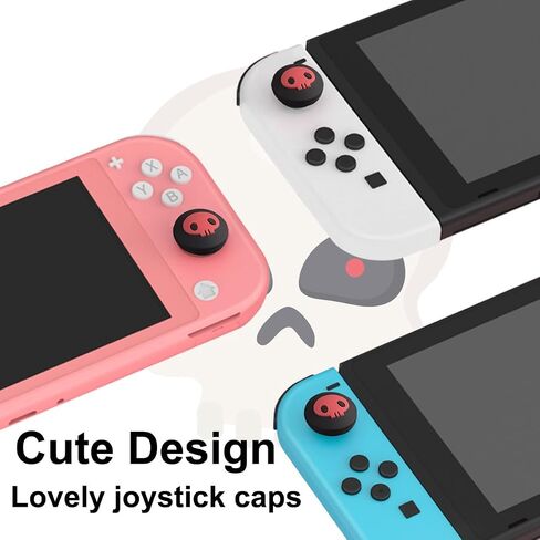 أغطية قبضة الإبهام لـ Nintendo Switch/OLED/Switch Lite ، 4 PCS Switch Switch Grip for Nintendo Switch Covers Cover Ghost Joven Joystick Caps - Black & Red in Saudi Arabia