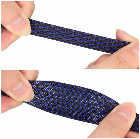 PET Expandable Braided Sleeving 25Ft-3/4 inch Wire Loom, Aibole Braided Cable Sleeve Wire Wrap,Black&Red in Kuwait