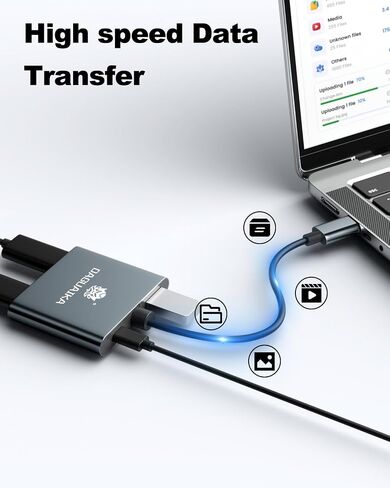 USB C to Dual HDMI Adapter 4K@60Hz, 4-in-1 HDMI Splitter for Dual Monitors, 100W PD Charging, USB A Port, Docking Station for MacBook/LenovoYoga/Thinkpad, XPS and More (macOS only Support SST Mode) in Kuwait
